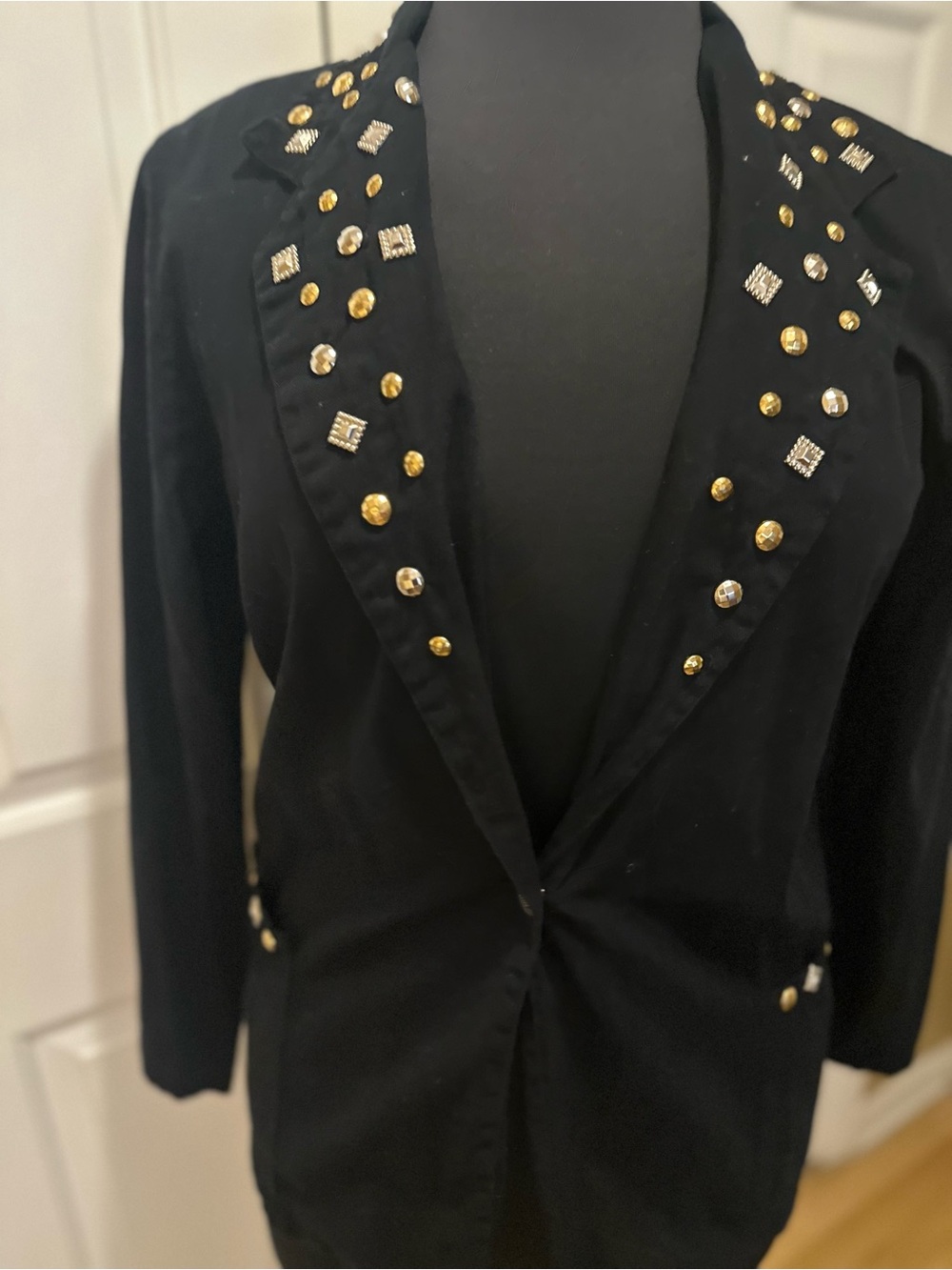 Vintage Studio Wear Black Embellished Women's Blazer Jacket size Medium
